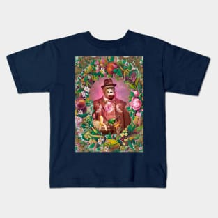 Gentleman gorilla fruit and flowers vintage card Kids T-Shirt